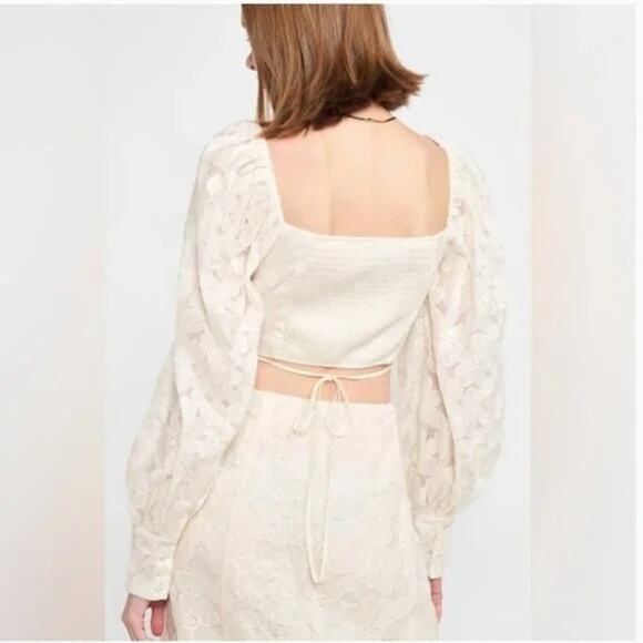 EN SAISON NWT $148 Agathe Natural Embroidered Floral Top Size 3X - Picture 3 of 10